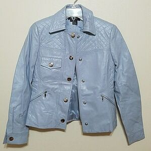 Etcetera Light Blue Quilted Leather Jacket